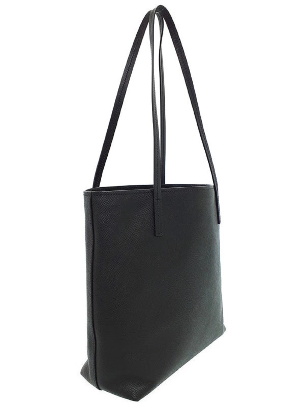 Prada triangle Saffiano logo signature tote leather black bag enamel